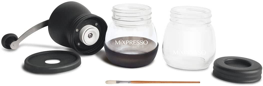 Mixpresso - Wholesale Coffee Grinder - Mixpresso Manual Coffee Grinder Set With Conical Ceramic Burr Two Glass Jars And Soft Brush, Manual Coffee Bean Grinder & Spice Grinder1