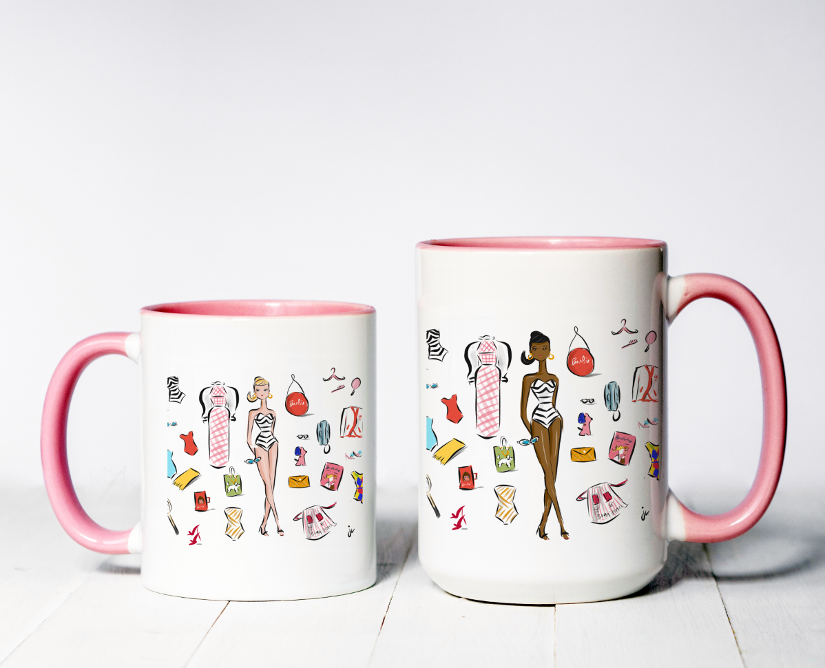Jennifer Vallez - Wholesale Coffee Mug - Barbie Love - mug, travel mug tote & cosmetic pouch (sold separately - choose from dropdown)1