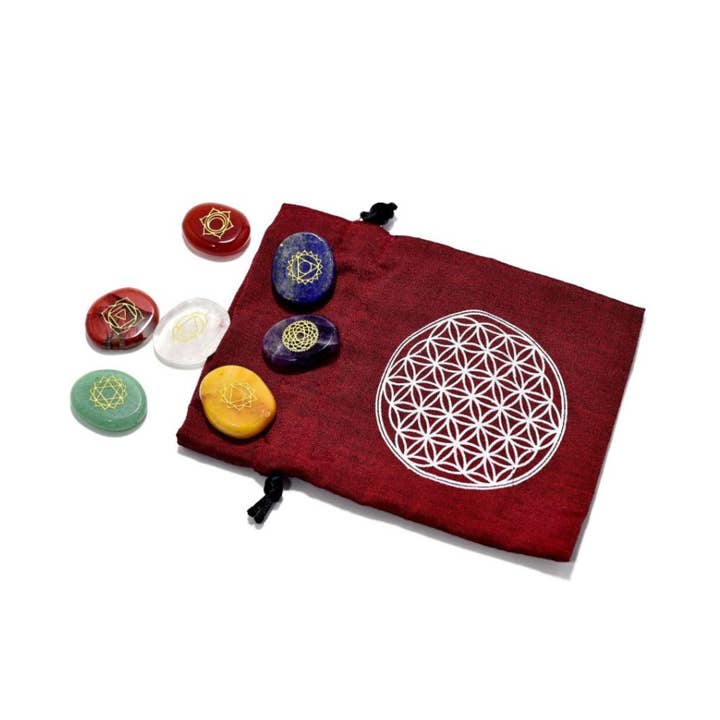 Earths Elements Wholesale - Wholesale Spiritual Stone/Crystal - Engraved Crystal Chakra Set