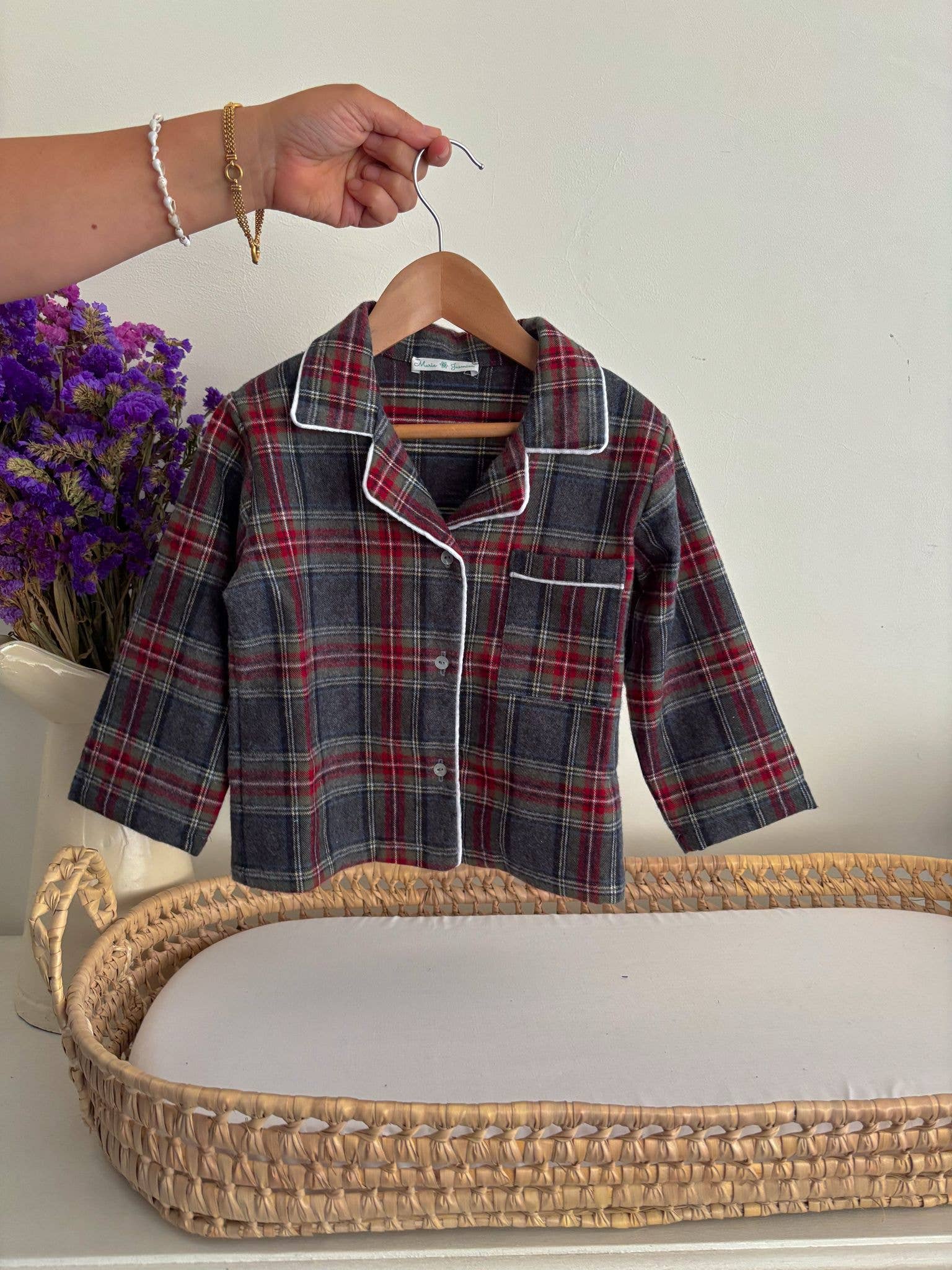 Maria Jasmim Baby & Child – wholesale Sleepwear set – Kids – Gray and red plaid pajamas1