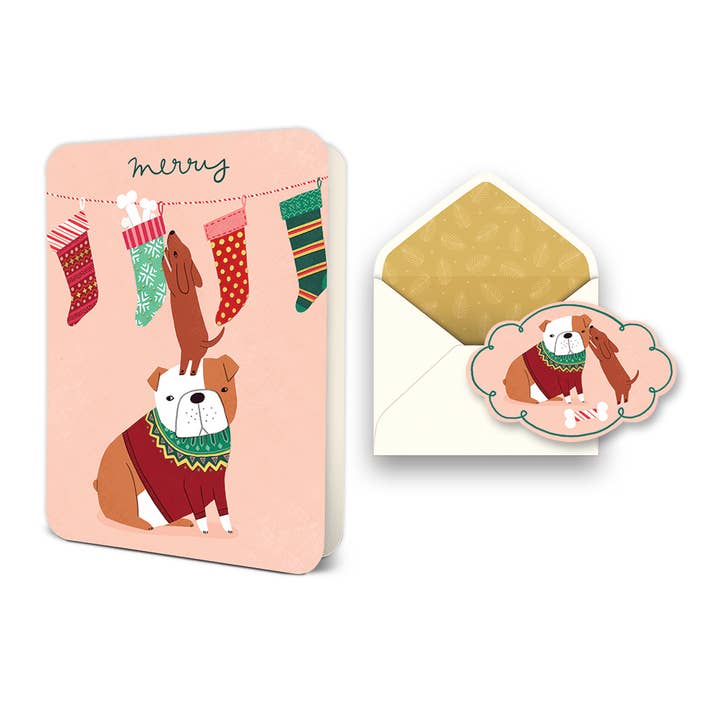 Merry Canines Deluxe Greeting Card for wholesale by Studio Oh!