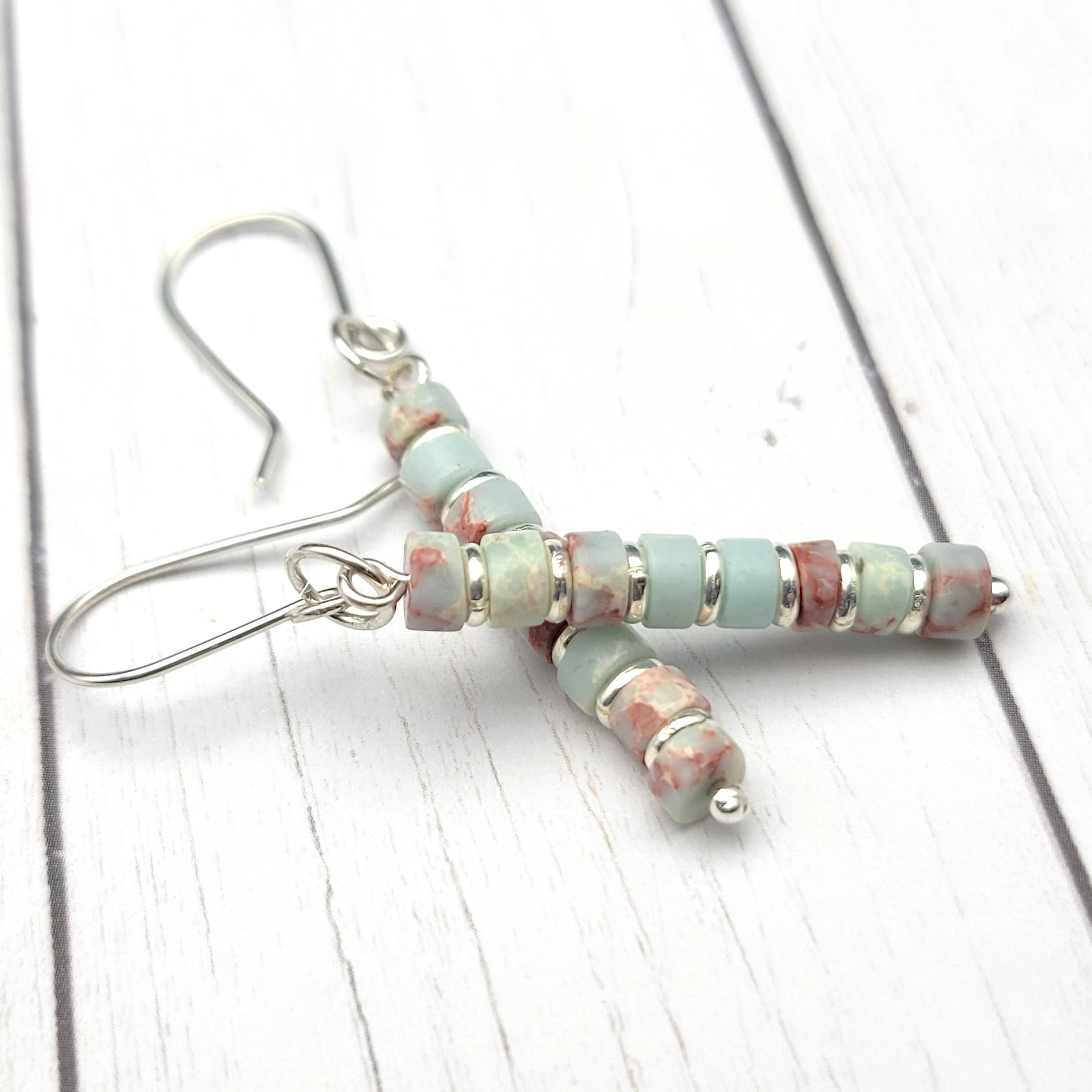 Bijou by SAM - Wholesale Dangle Earrings - Light Blue Aqua Terra Jasper Dangle Earrings2