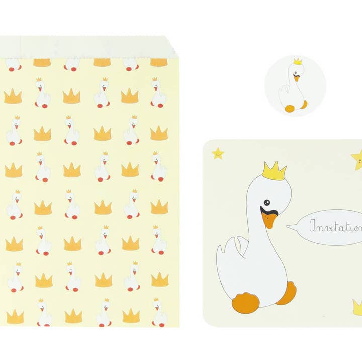 Tim&Puce Factory – wholesale Baby card – SET OF 8 BABY SWAN INVITATIONS