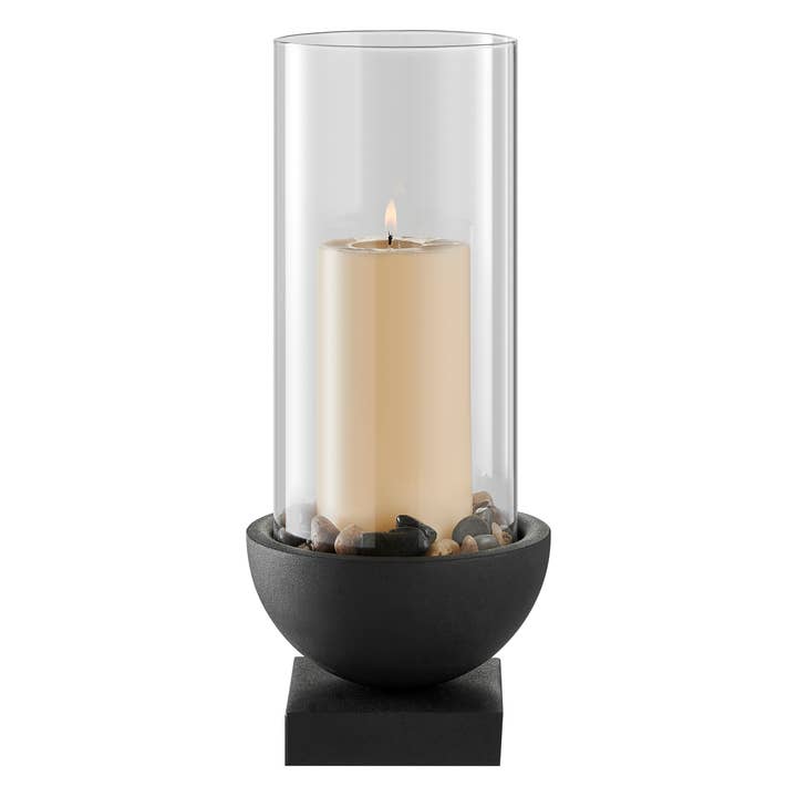 Danya B - Wholesale Candle Holder - Modern Black Metal Bold Pedestal Glass Pillar Candle Holder