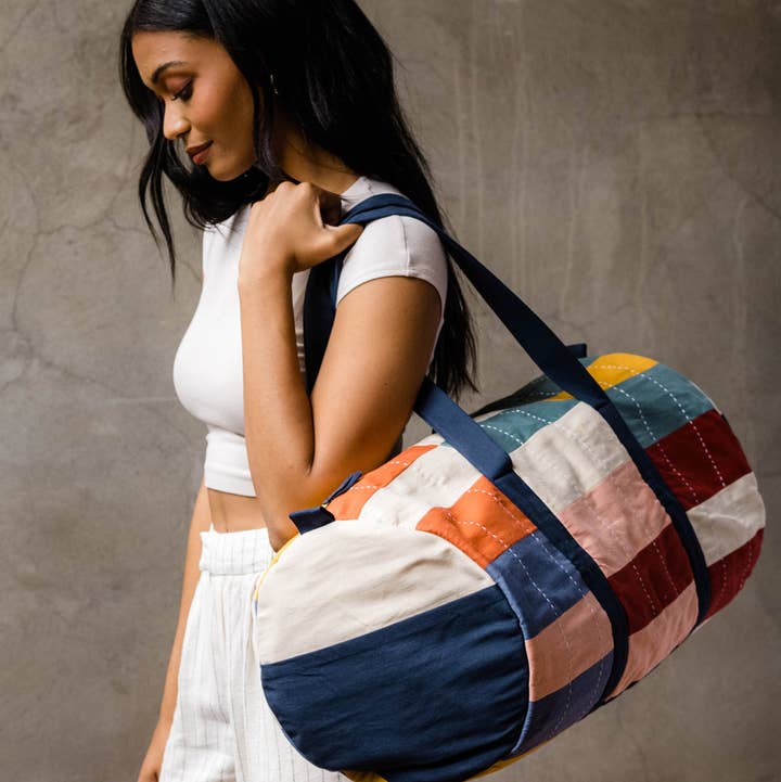 Anchal - Wholesale Weekender Bag - Women's - Multi-Check Canvas Duffle Bag0