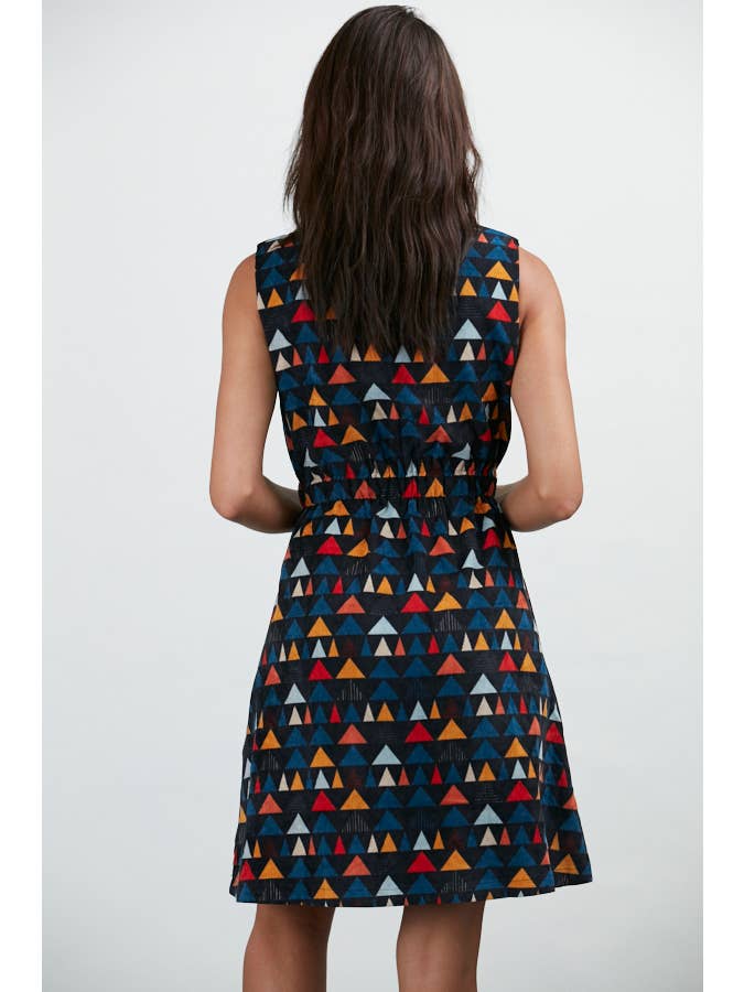 Triangle Print Corduroy Dress Black for wholesale on Faire