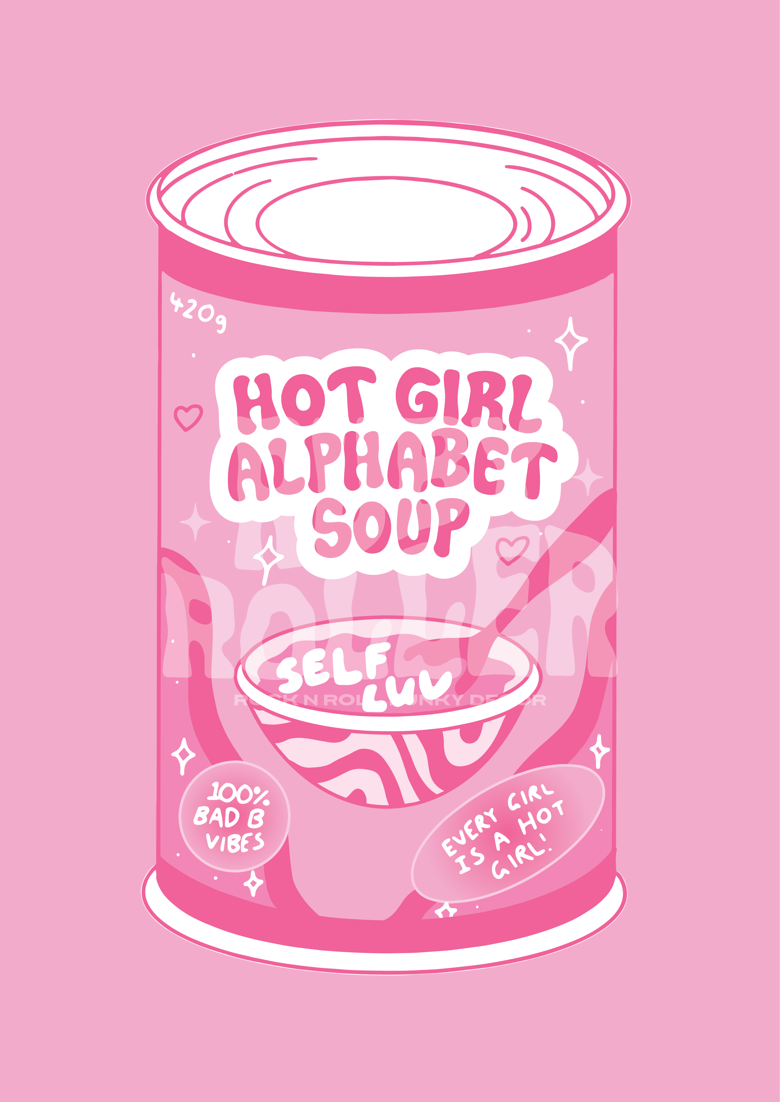 Ruby Roller Art - Wholesale Art Print - Y2K Hot Girl Soup Can Groovy Pink Inspirational Art Print1