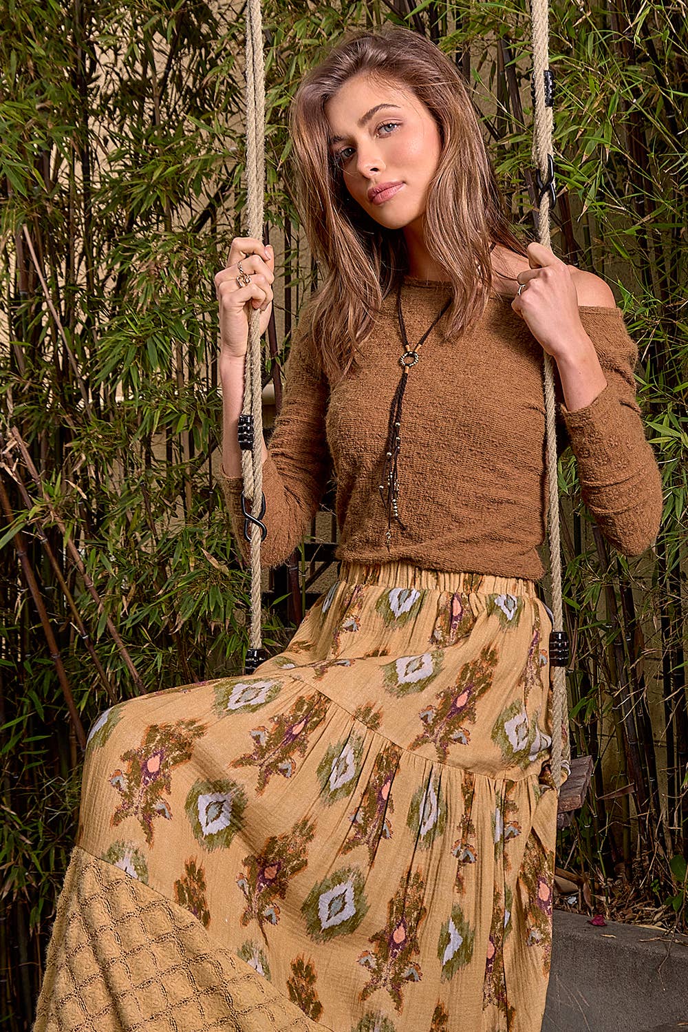 Latte 61310 Mixed Media Tiered Skirt for wholesale on Faire