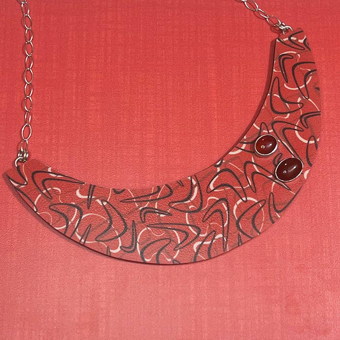 Audacious Studio - Wholesale Bib Necklace - Red Boomerang Bib Necklace2