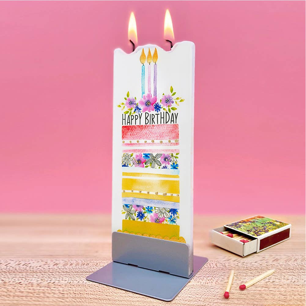 Flatyz Candles - Vente Bougies originales - Bougie plate faite main - Gâteau en couches Joyeux Anniversaire2