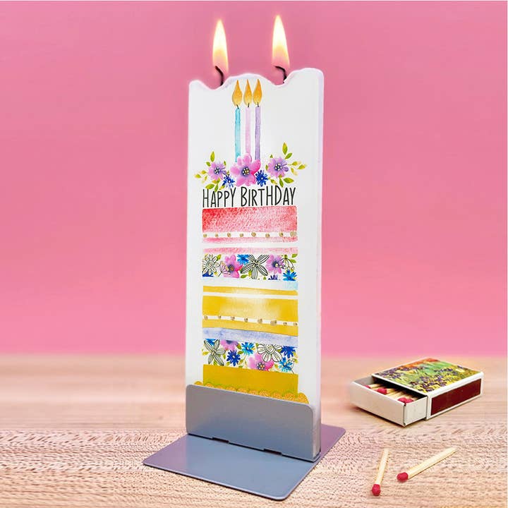 Flatyz Candles - Vente Bougies originales - Bougie plate faite main - Gâteau en couches Joyeux Anniversaire2
