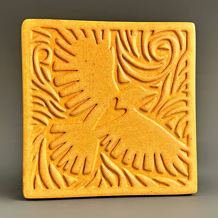 C62 - Flying Bird (no glass) Coaster for wholesale by Macone Clay / Spooner Creek