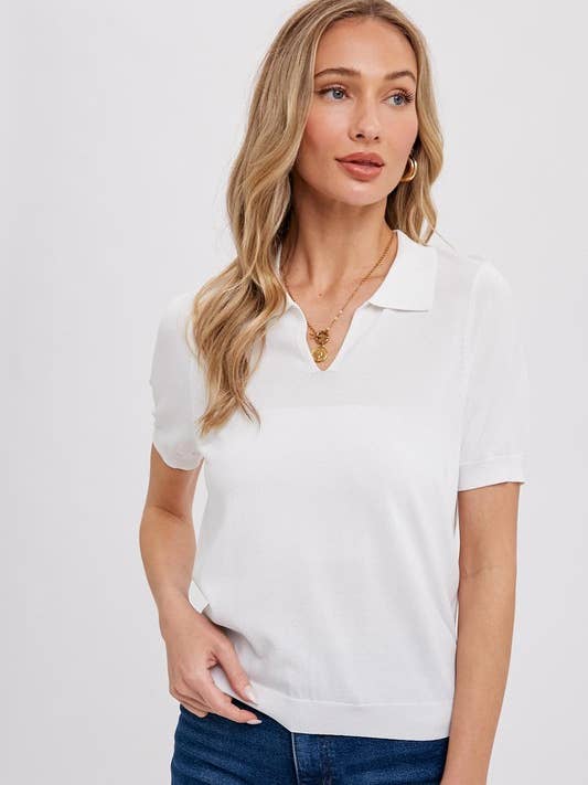 ESSENTIAL LIGHTWEIGHT KNIT POLO for wholesale by Pink Irene Wholesale