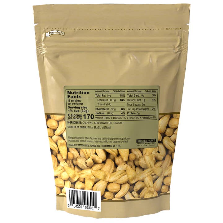 Setton Pistachio of Terra Bella - Wholesale Nuts - Setton Farms Cashews Whole Roasted Salted 16oz