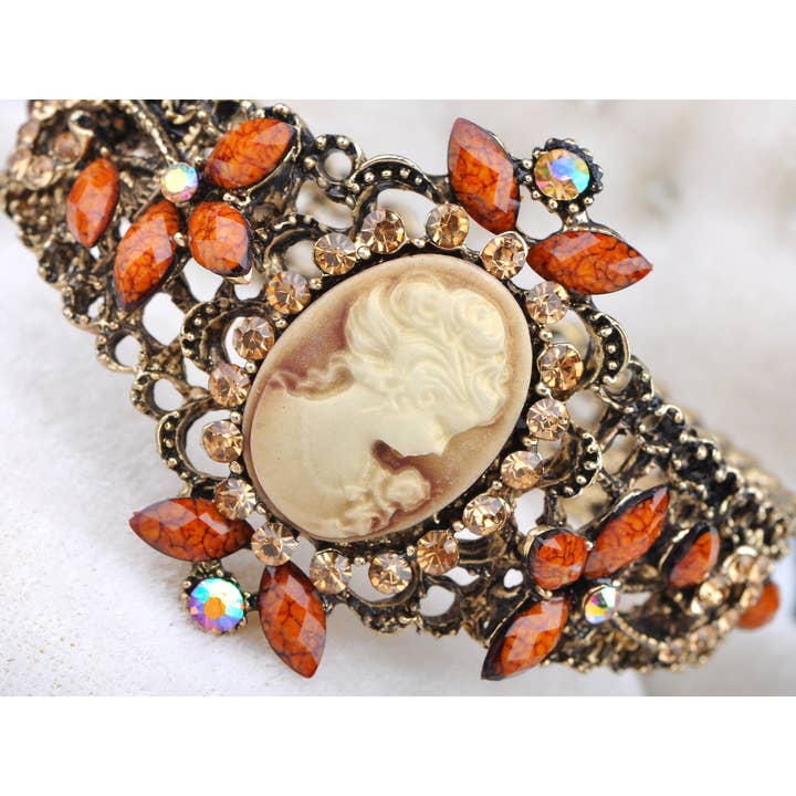 AK Brand - Wholesale Cuff Bracelet - Vintage Purple Victorian Cameo Lady Queen Princess Cuff8