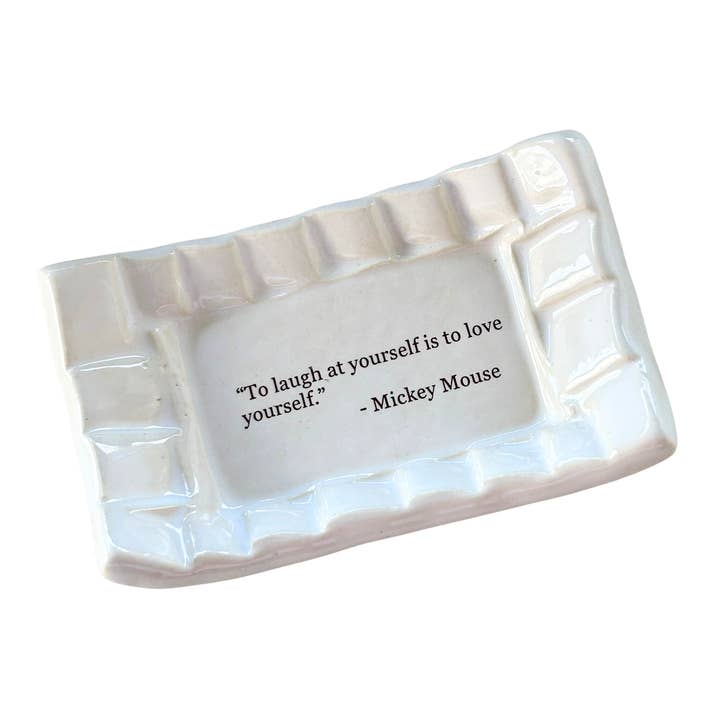 Lorraine Oerth Co. - Wholesale Decorative Plate/Dish/Bowl - Quote Dish - Mickey Mouse - "To Laugh at Yourself"