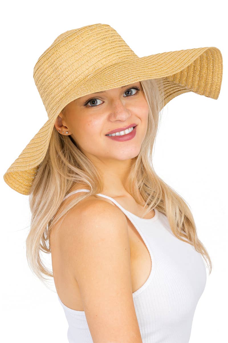 Cap Zone - Wholesale Straw Hat - Women's - Thin Light-Weight Floppy Straw Beach Sun Hat15