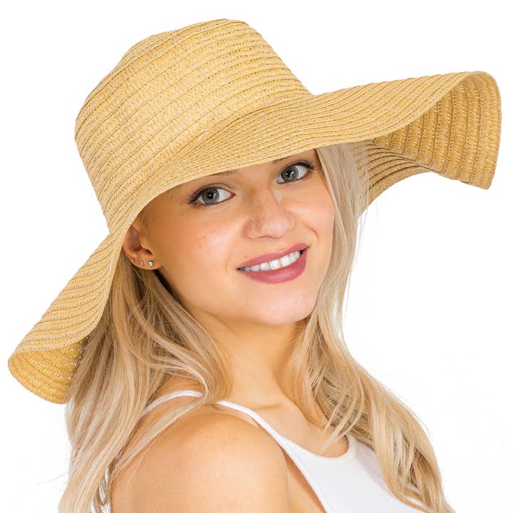 Cap Zone - Wholesale Straw hat – women's - Thin Light-Weight Floppy Straw Beach Sun Hat15