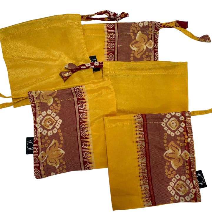House of Kraft - Wholesale Gift Bag Set/Pack - Gift Pouches | Upcycled Silk Pouch | Pack Silk Gift Pouch38