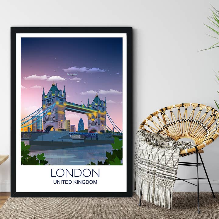 Póster da Tower Bridge Londres, Impressão de Viagem de Londres, Cidade de Londres, Reino Unido, Paisagem Urbana de Londres por atacado de NQ Media Designs