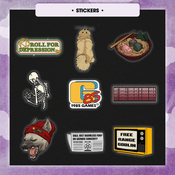 1985 Games - Wholesale Dice - Premium Mystery Dice - 7 Polyhedral Dice, D&D Pin & Sticker