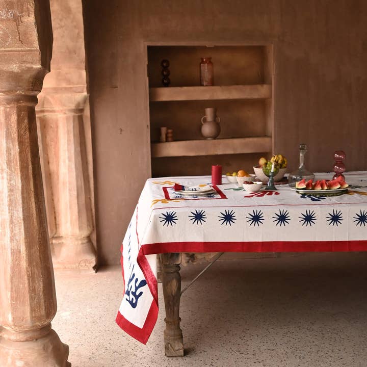 Inner Child - Wholesale Tablecloth - Celestial Matisse Blockprint Tablecloth