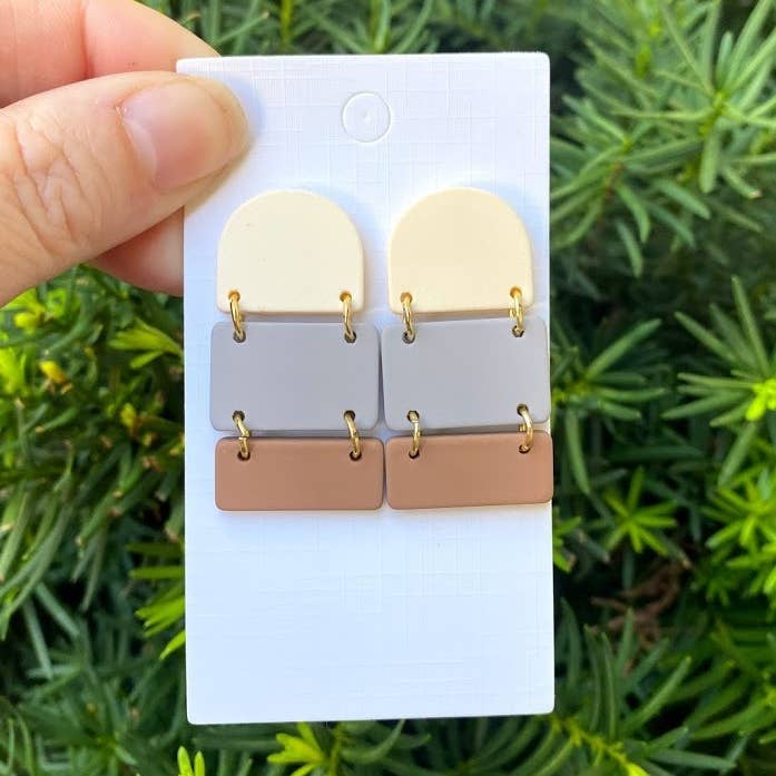 Baubles by B - Wholesale Dangle Earrings - Fall Layered Block Acrylic Earrings1