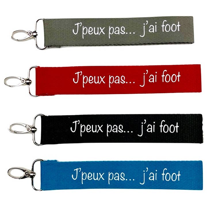 Strap key ring, “I can't I have soccer” for wholesale by Emmanuel Création