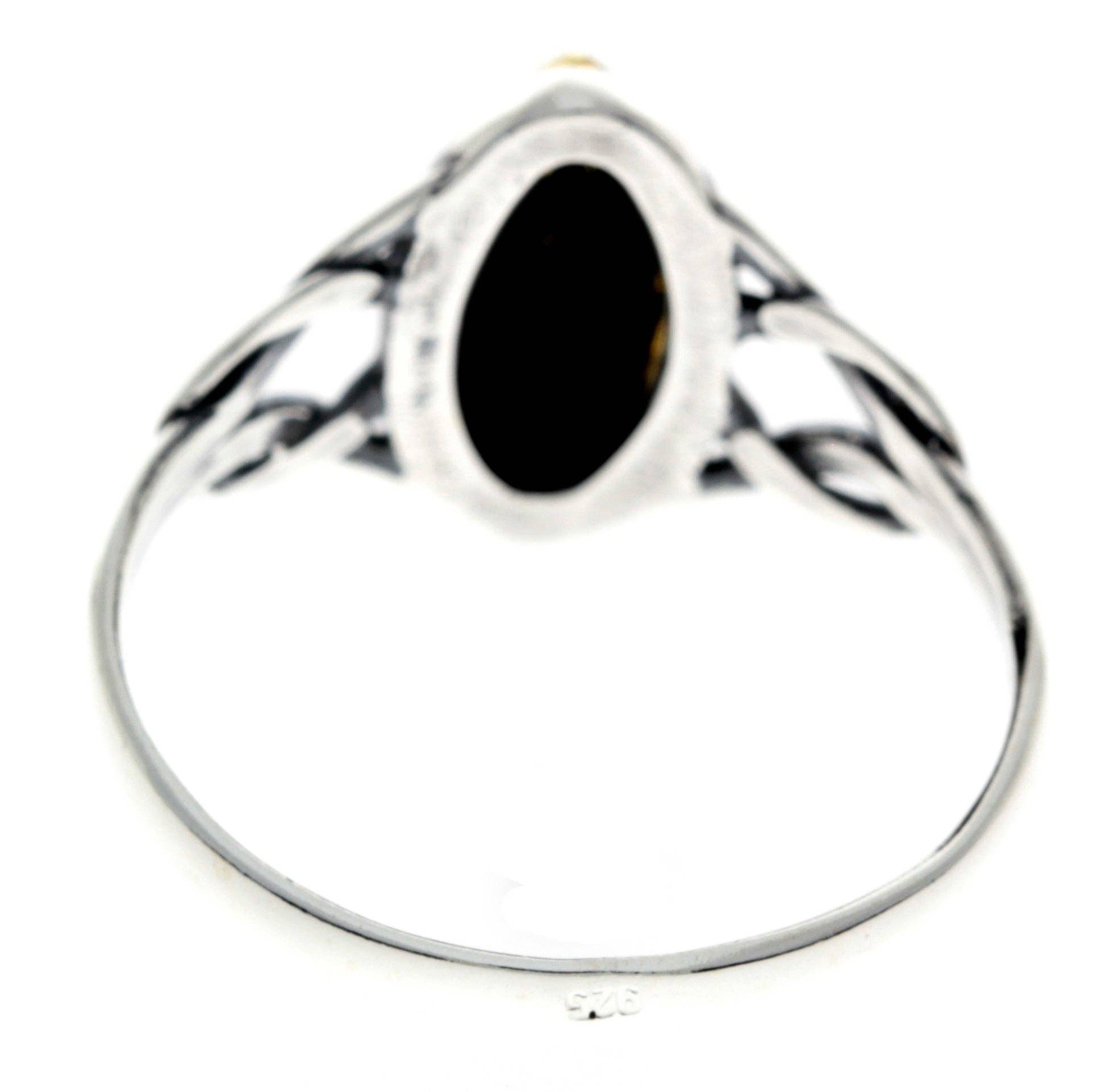 SilverAmber Jewellery - Wholesale Cocktail/Statement Ring - 925 Sterling Silver & Genuine Baltic Amber Celtic Classic Ring - 75038