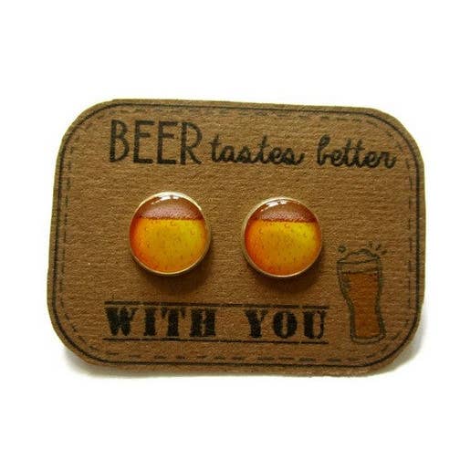 Earrings Beers "Beer tastes Better with You!" for wholesale by Dans l'Air du Temps Bijoux