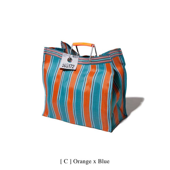 Puebco - Wholesale Grocery/Shopping Bag - RECYCLED PLASTIC STRIPE BAG - Square1