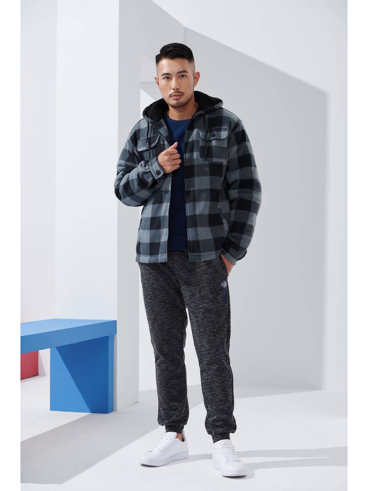 LeeHanTon - Wholesale Jacket - Men's - LeeHanTon Men's Hooded Sherpa Lined Plaid Jacket2