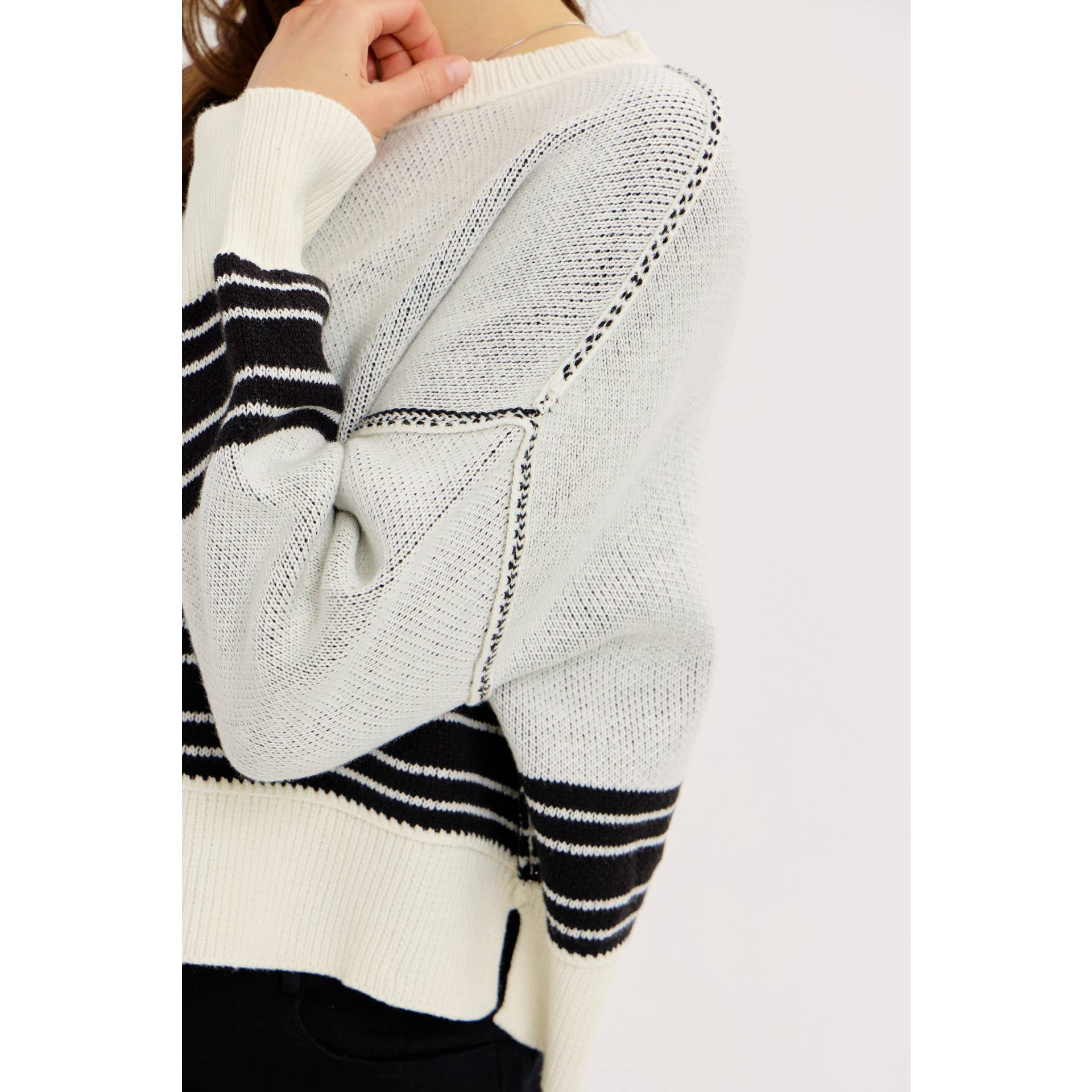 idem ditto - Vente Pull en maille – femme - PULL EN MAILLE RAYÉE BOXY INFINIMENT POLYVALENT4