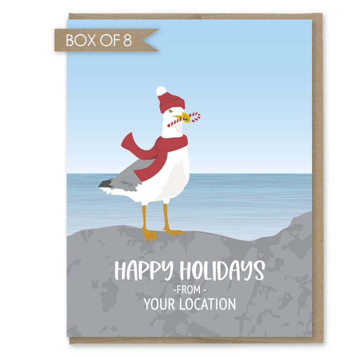 Cartão de Natal Personalizado - Gaivota Festiva - Caixa de 8 por atacado de Modern Printed Matter