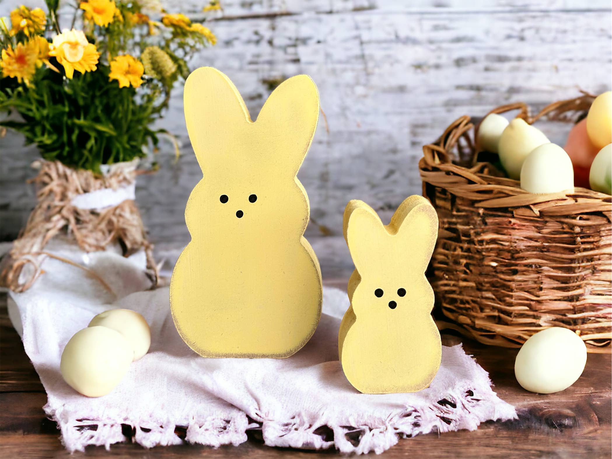 Inkwood Crafters - Wholesale Decorative Tabletop Object - Primitive Rustic Wood Spring/Easter Peeps - LARGE 6"4