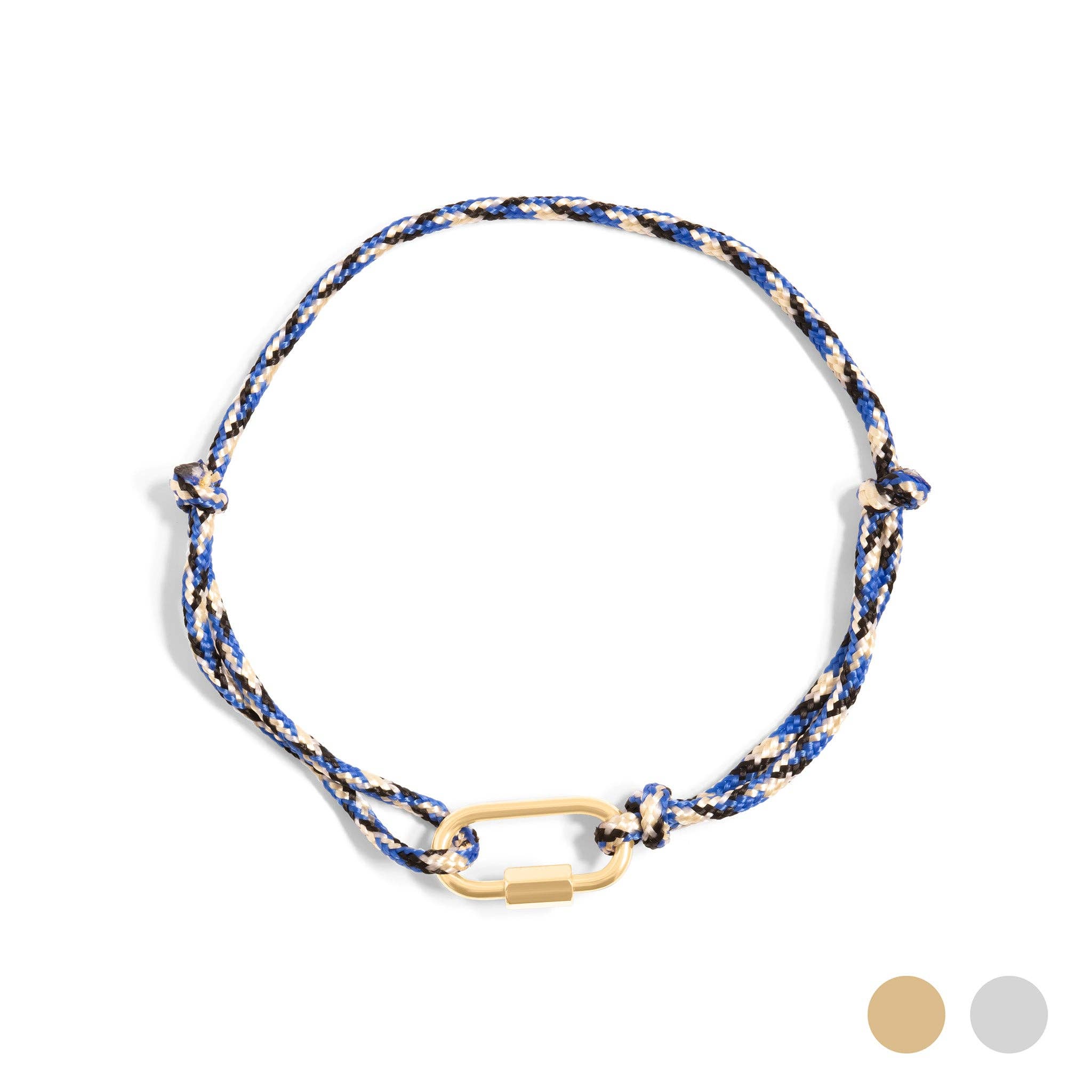 WJW - Wholesale Link & Chain Bracelet - 18K Gold PVD Stainless Steel Navy Rope Carabiner Bracelet0