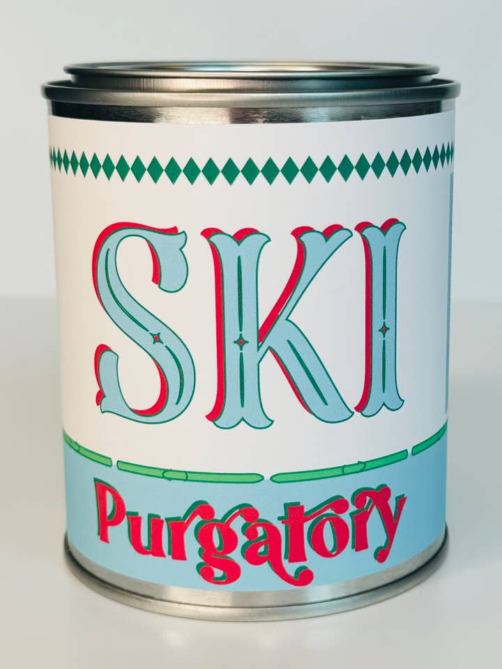Bougie Ski Purgatory - Bougie en étain peint pour la vente par Rambling Caravan