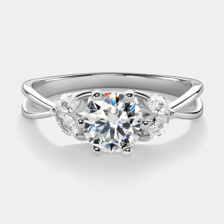 Moissanite Flower Leaf Wedding Ring in 925 Sterling Silver for wholesale by Perimade & Co. LLC