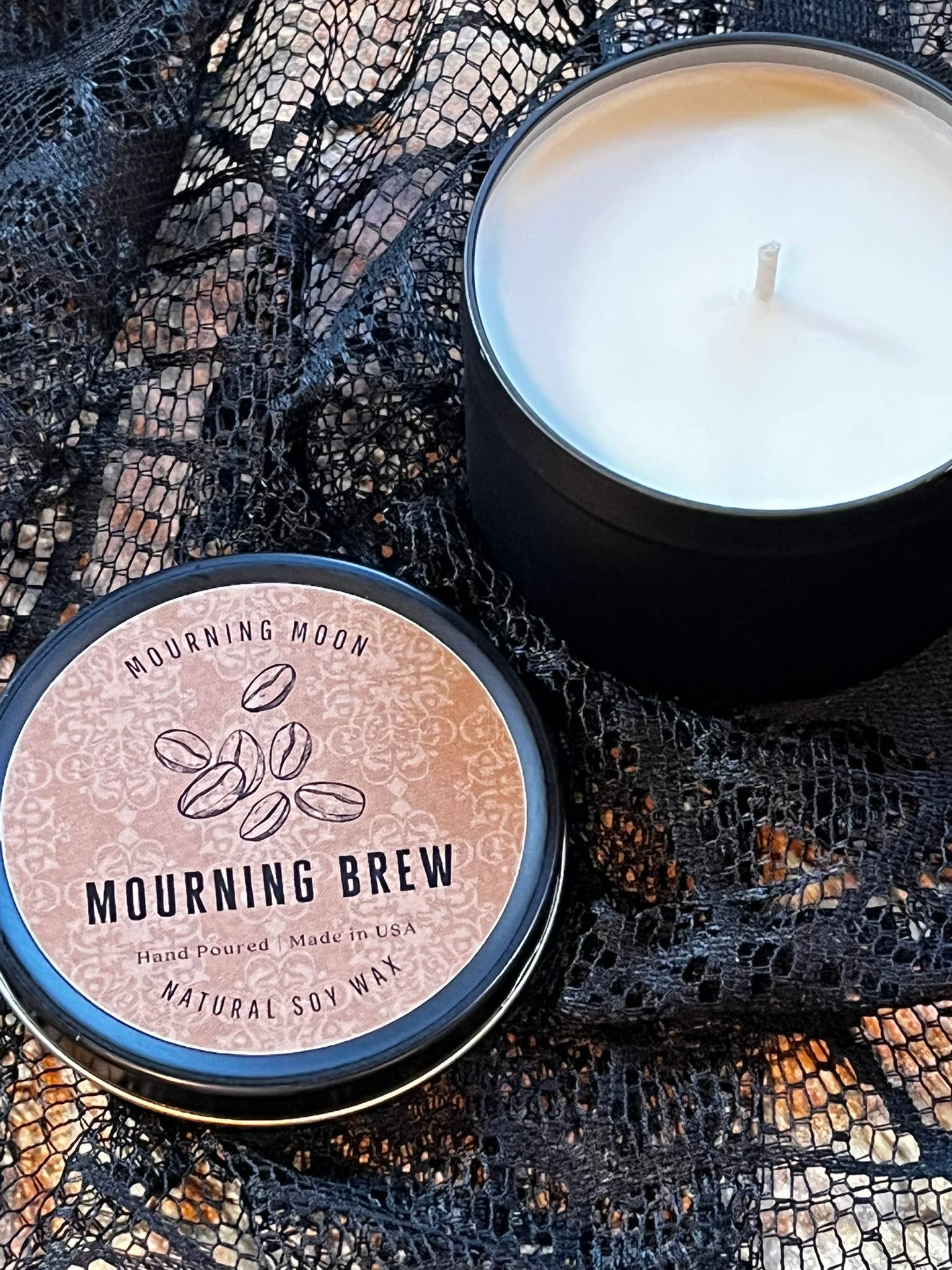 Mourning Moon Candles - Wholesale Jar/Filled Candle - Mourning Brew Soy Candle1