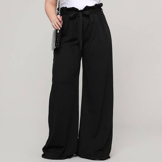 Elastische band met brede pijpen met striktaille scuba crêpe voor wholesale door Black Pearl Clothing