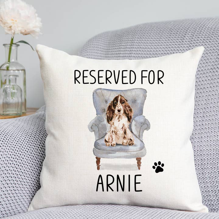 Cocker Spaniel Reserved For Dog Cushion for wholesale by DoodlecardsBoutique