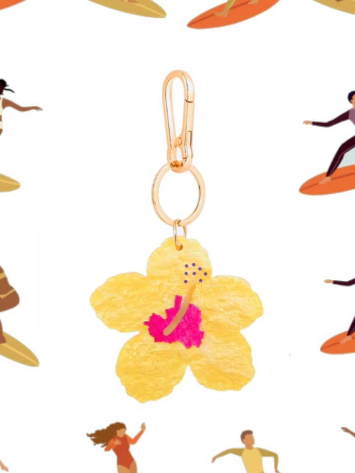 Hibiscus Keychain for wholesale by The Coconut Collective