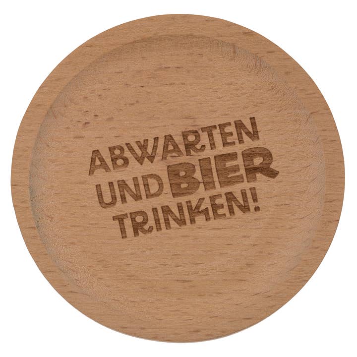 Wurm - Vente Sous-verre - Dessous de verre avec inscription et décapsuleur en bois, 4 fois, naturel (L/H/P) 8x1x8cm 24 pièces en présentoir7