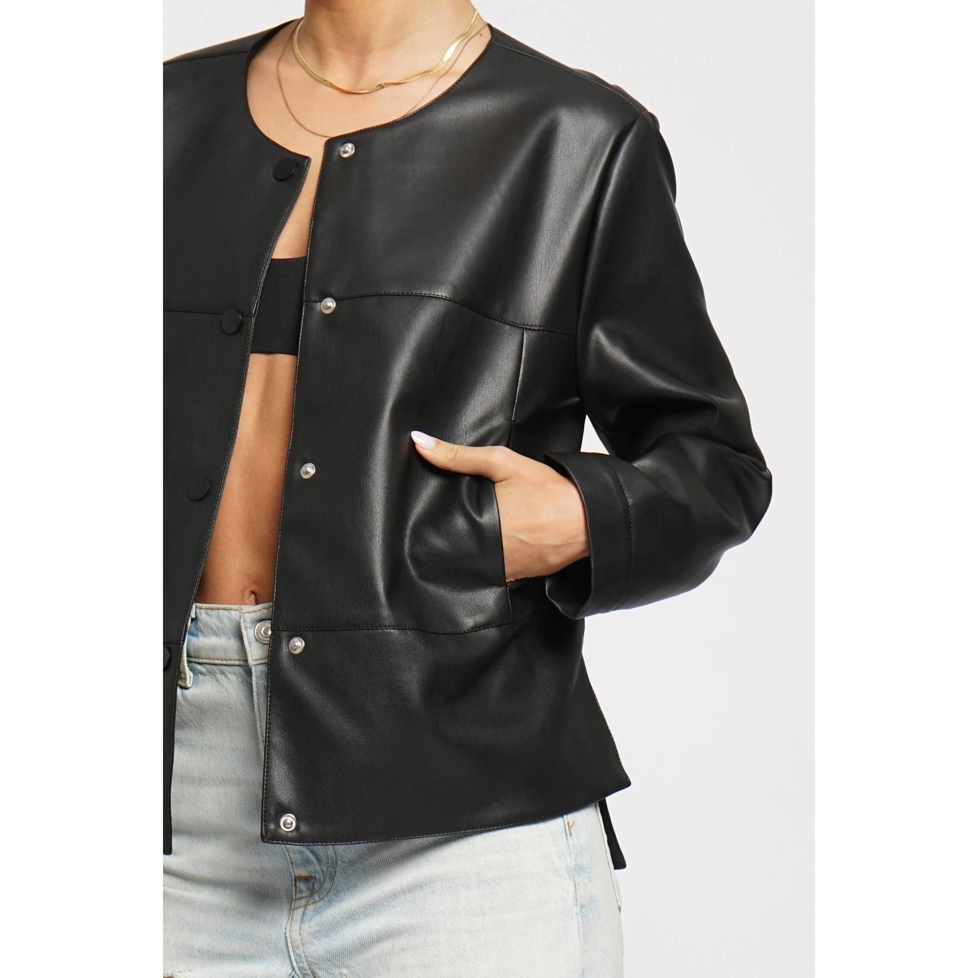 Sans Souci – Engroshandel Motorcykeljakke - Dame – KORT JAKKE I IMITERET LÆDER3