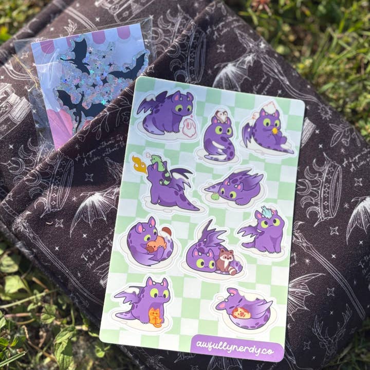 Foglio di Adesivi Opachi con Draghi | Adesivi Kawaii Estetici | Adesivi per Planner | Adesivi per Diario | Scrapbooking | Regalo di Cartoleria per la vendita all'ingrosso da parte di Awfullynerdy.co