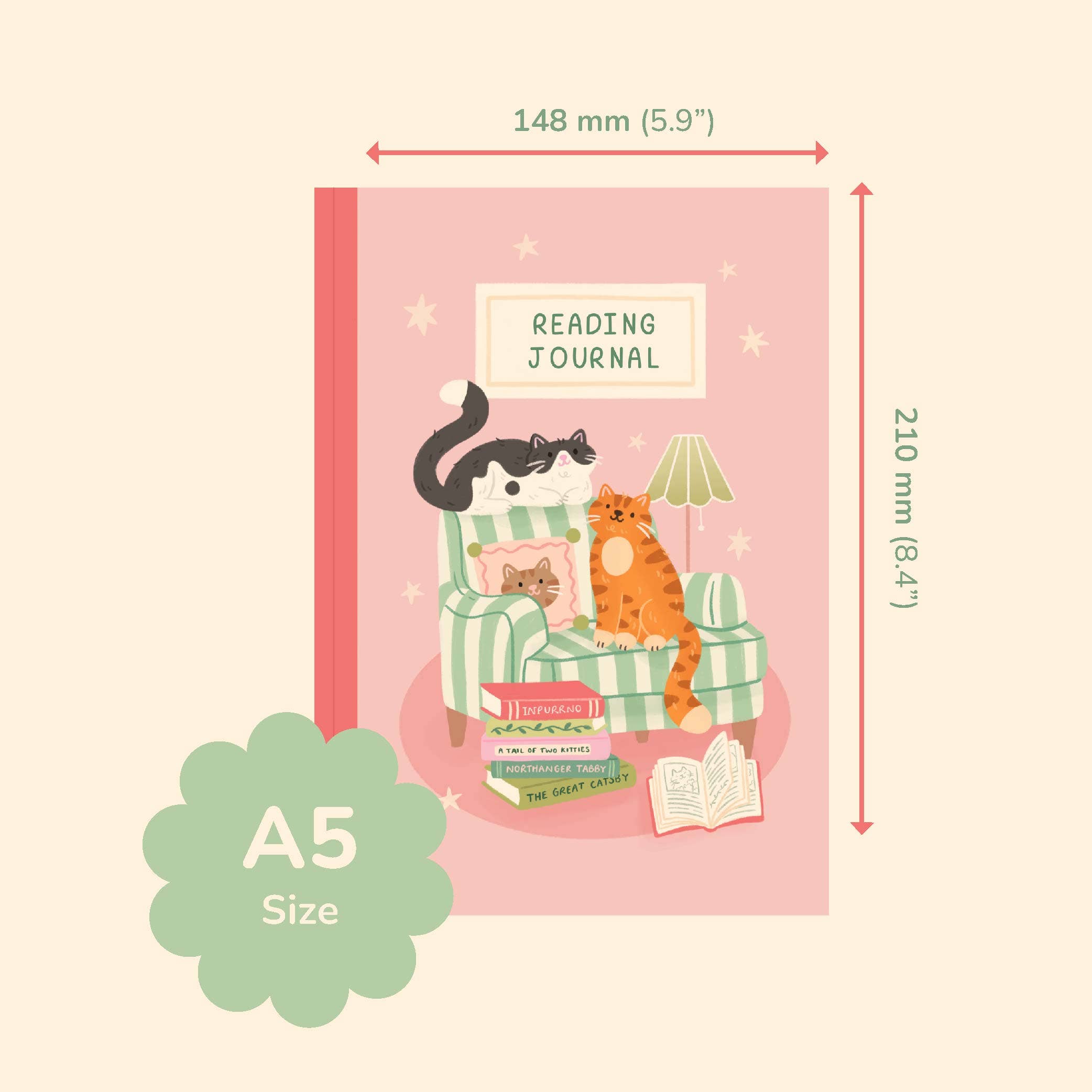 Hopscotch Paper Co. - Wholesale Journal/Diary - Reading Journal Cats – 50 Page Book Review Notebook5