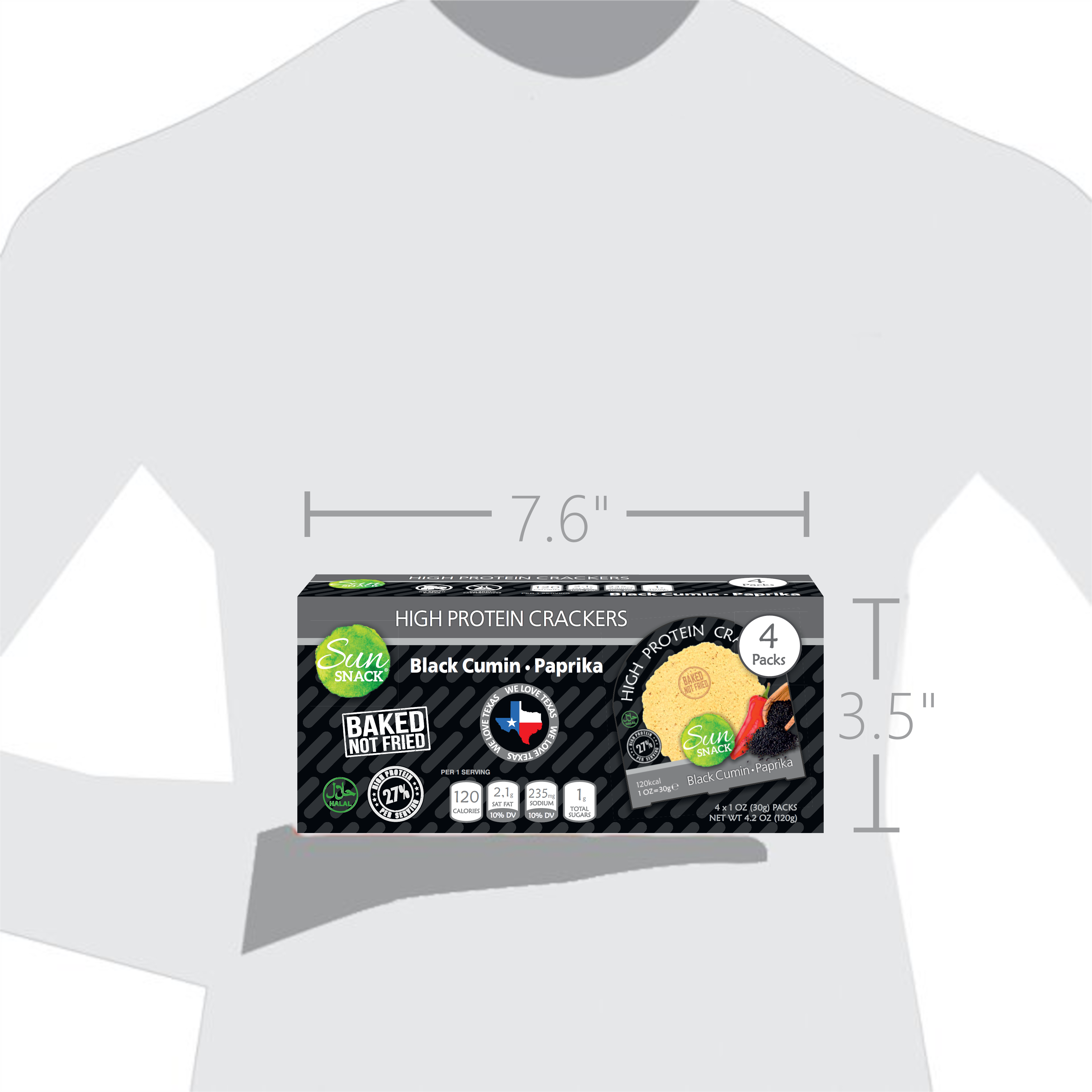 Sun Snack - Wholesale Crackers - High-Protein Black Cumin Crackers (4x30g) Pack4