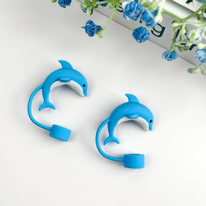 SoapElenGlen - Wholesale Drinking Straw - Dolphin Straw Toppers, Marine Animal Straw Cover2