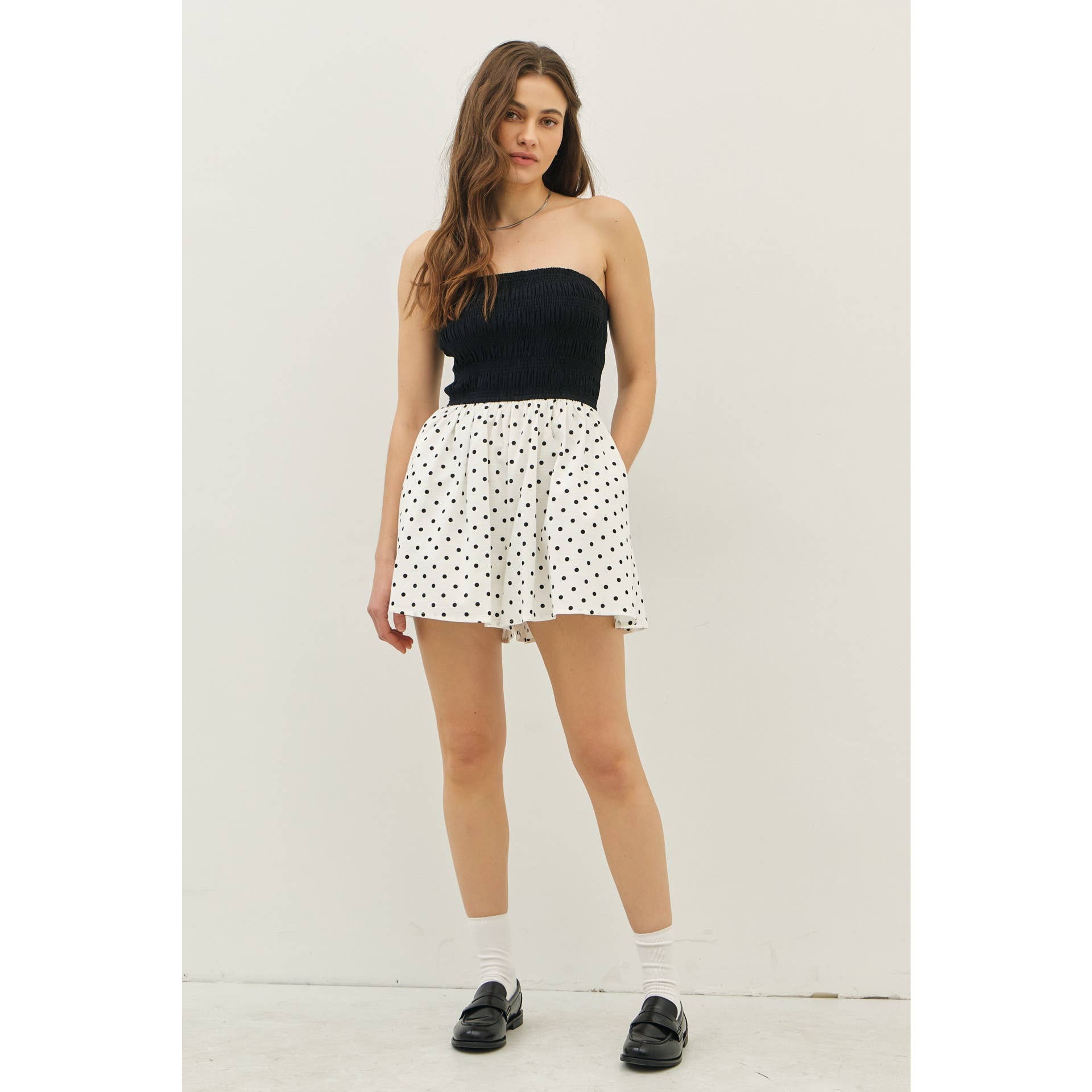 idem ditto - Wholesale Romper - Women's - SMOCKED TUBE TOP ROMPER WITH POLKA DOT SHORTS17