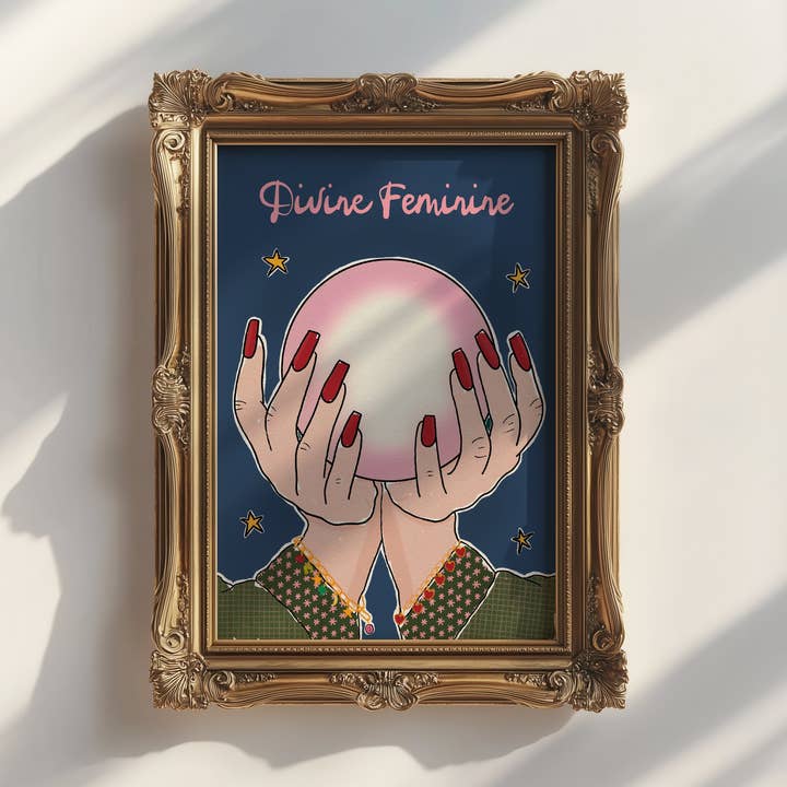 Divine Feminine Celestial Print for wholesale by Pink Giraffe Print Co